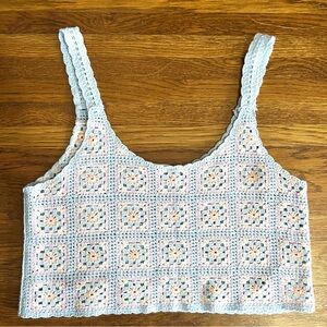 Pastel Granny Square crochet top M festival hippie crop Fairy feminine